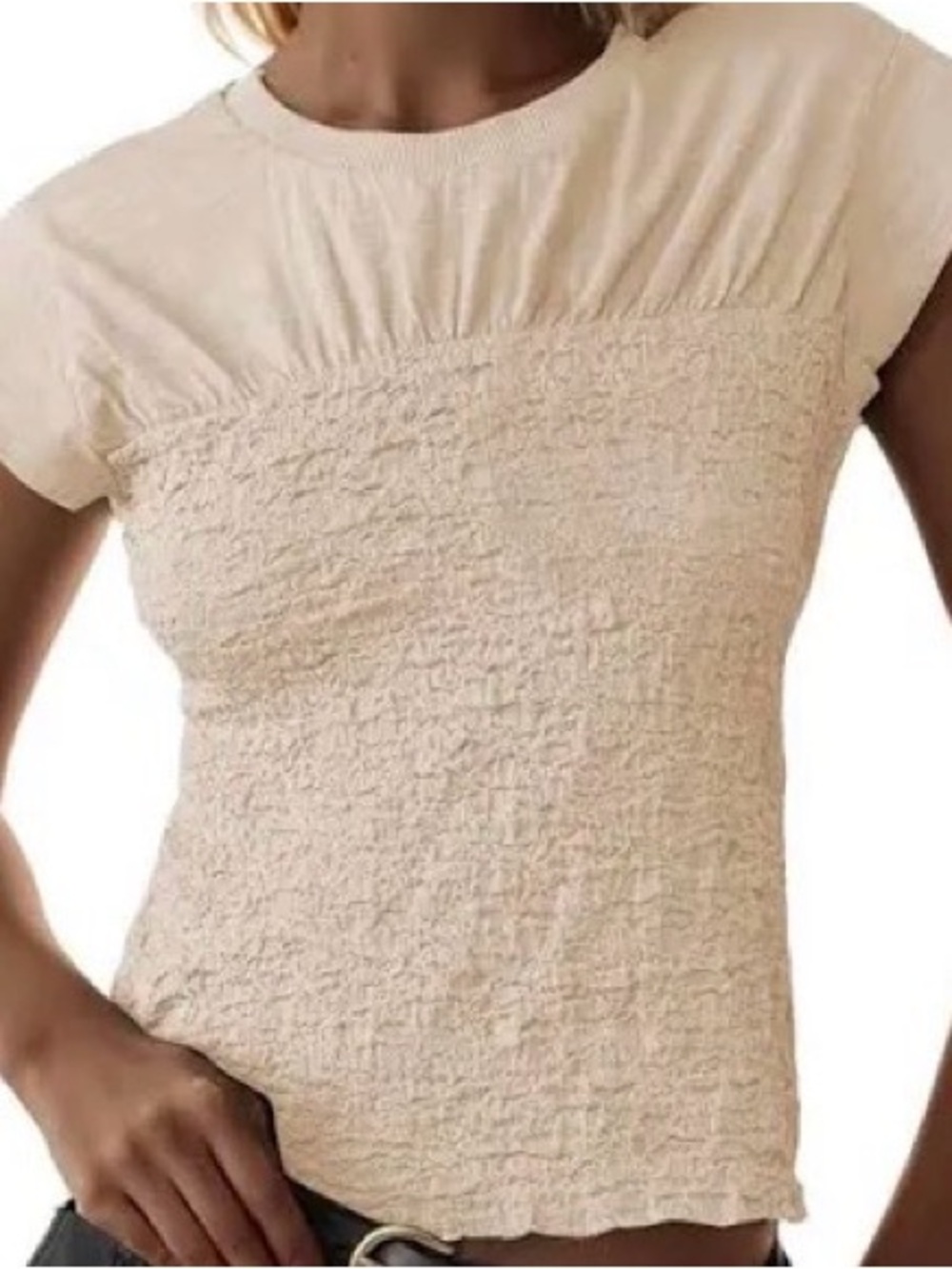 Maeve Anthropologie Smocked Muscle Top Beige Size Medium